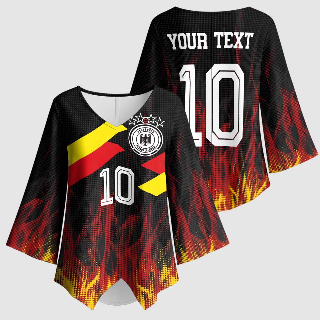 Custom Germany Football Kimono Sleeve Blouse Flames Dot Patterns Sport