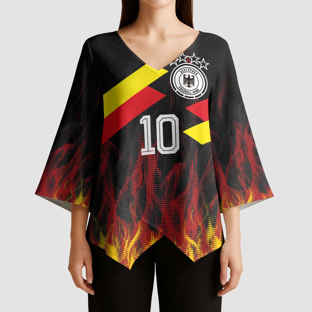 Custom Germany Football Kimono Sleeve Blouse Flames Dot Patterns Sport