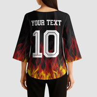 Custom Germany Football Kimono Sleeve Blouse Flames Dot Patterns Sport