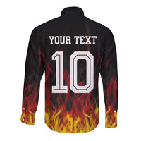 Custom Germany Football Long Sleeve Button Shirt Flames Dot Patterns Sport