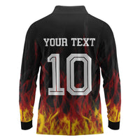 Custom Germany Football Long Sleeve Polo Shirt Flames Dot Patterns Sport