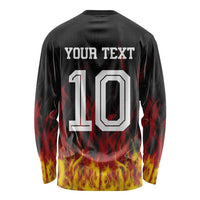 Custom Germany Football Long Sleeve Shirt Flames Dot Patterns Sport