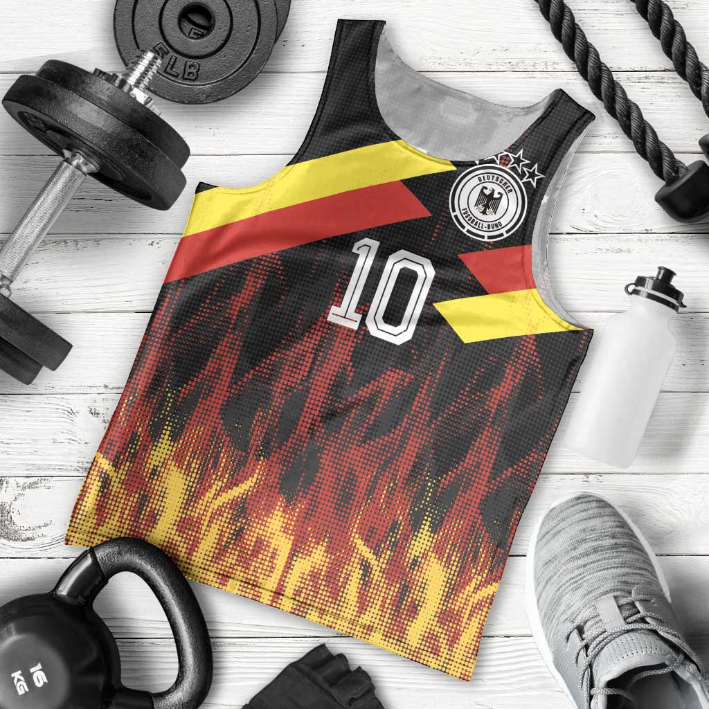 Custom Germany Football Men Tank Top Flames Dot Patterns Sport