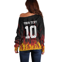 Custom Germany Football Off Shoulder Sweater Flames Dot Patterns Sport