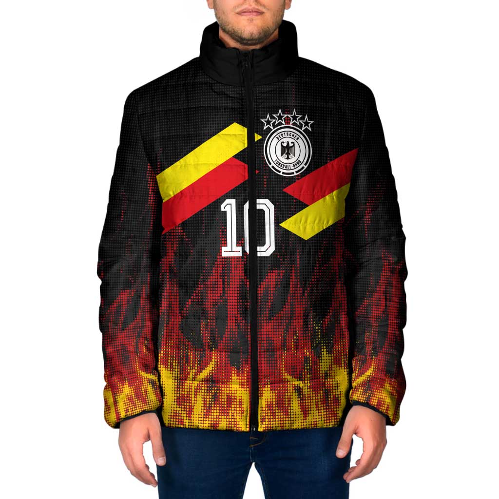 Custom Germany Football Padded Jacket Flames Dot Patterns Sport