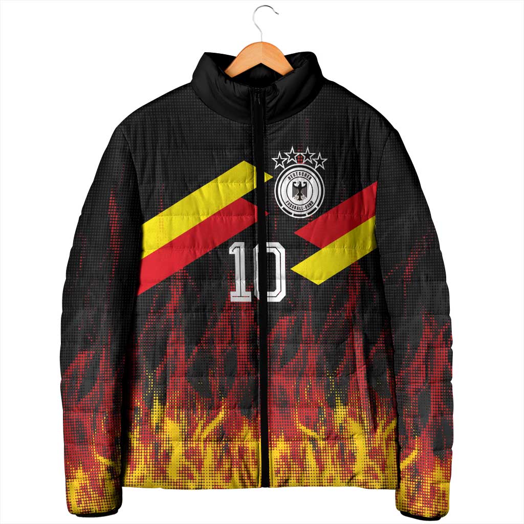 Custom Germany Football Padded Jacket Flames Dot Patterns Sport