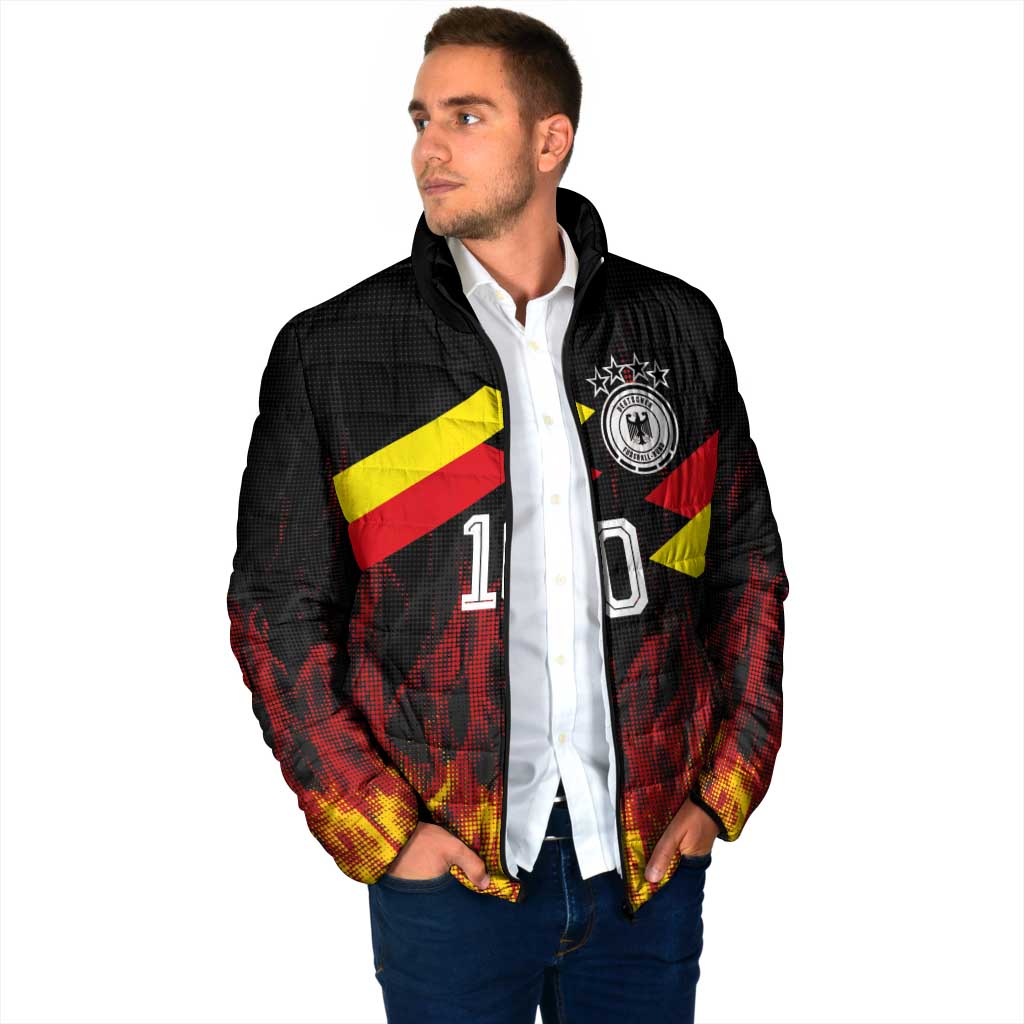 Custom Germany Football Padded Jacket Flames Dot Patterns Sport