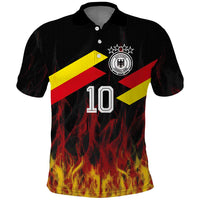 Custom Germany Football Polo Shirt Flames Dot Patterns Sport