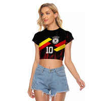 Custom Germany Football Raglan Cropped T Shirt Flames Dot Patterns Sport