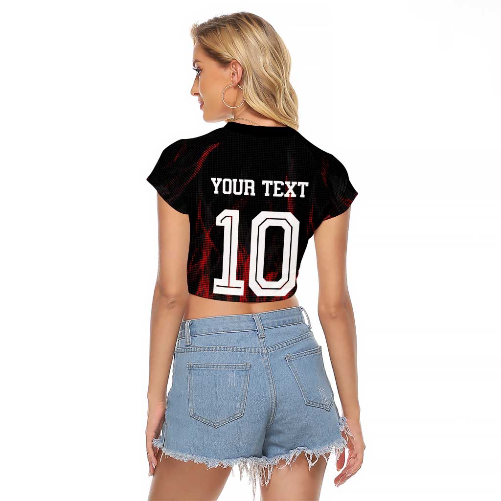 Custom Germany Football Raglan Cropped T Shirt Flames Dot Patterns Sport