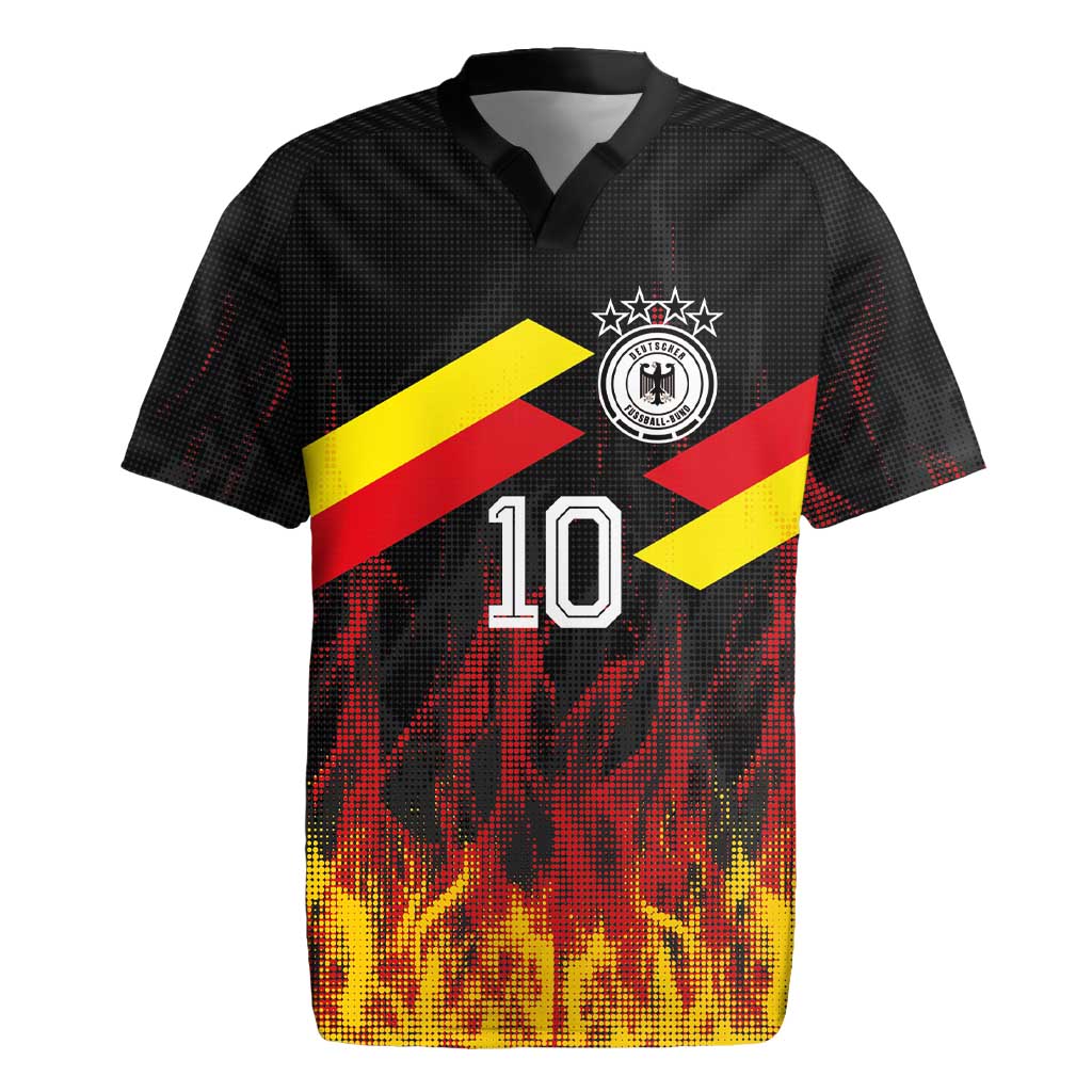 Custom Germany Football Rugby Jersey Flames Dot Patterns Sport
