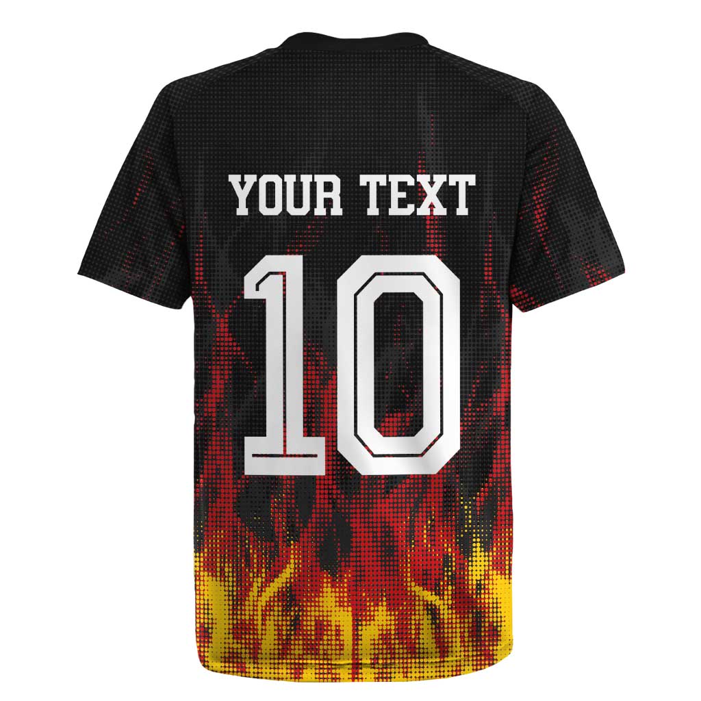 Custom Germany Football Rugby Jersey Flames Dot Patterns Sport