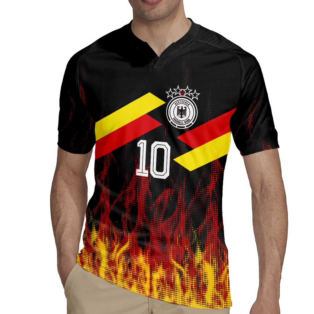 Custom Germany Football Rugby Jersey Flames Dot Patterns Sport