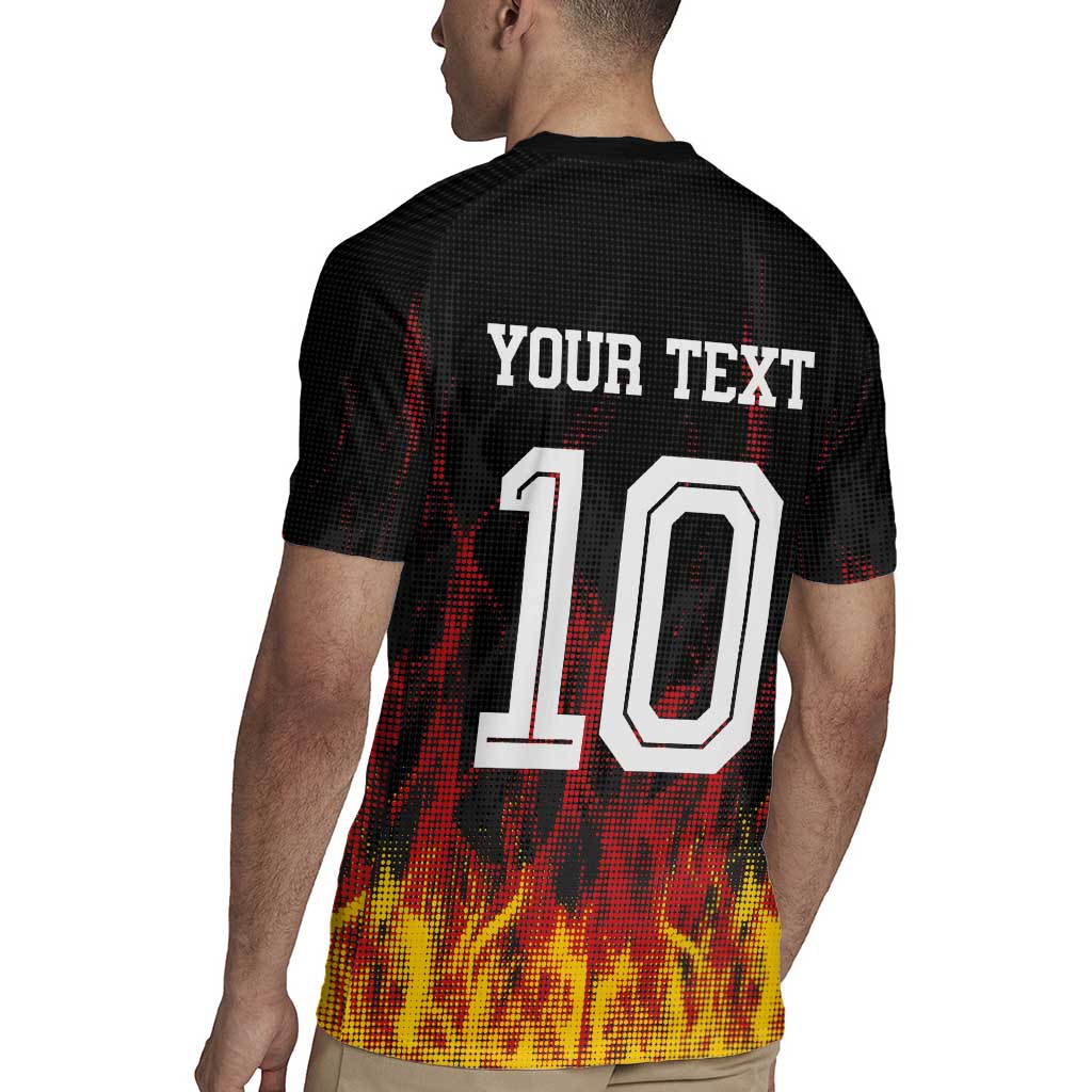 Custom Germany Football Rugby Jersey Flames Dot Patterns Sport