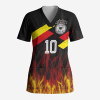 Custom Germany Football Scrub Top Flames Dot Patterns Sport