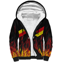 Custom Germany Football Sherpa Hoodie Flames Dot Patterns Sport