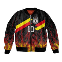 Custom Germany Football Sleeve Zip Bomber Jacket Flames Dot Patterns Sport