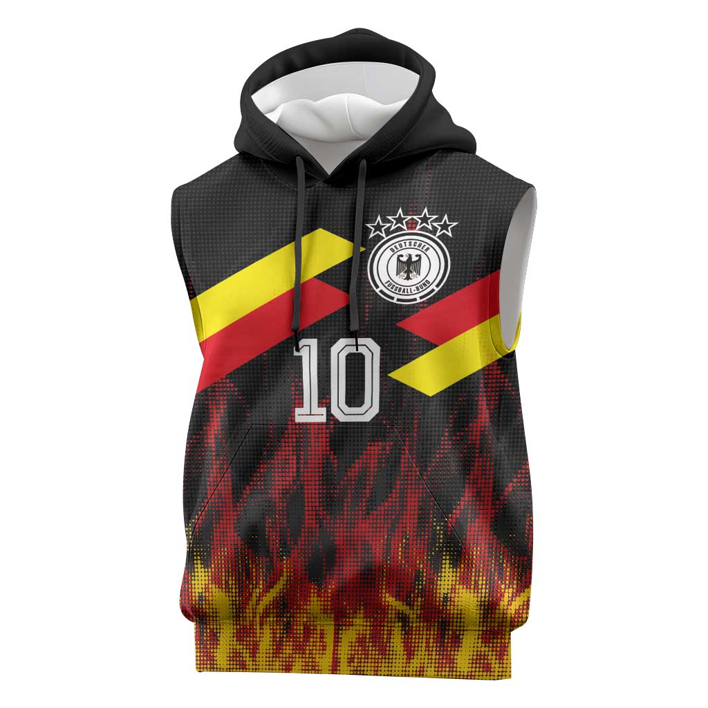 Custom Germany Football Sleeveless Hoodie Flames Dot Patterns Sport