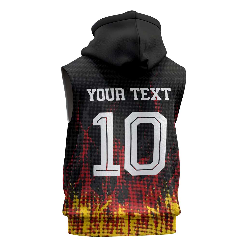 Custom Germany Football Sleeveless Hoodie Flames Dot Patterns Sport