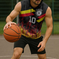 Custom Germany Football Sleeveless Hoodie Flames Dot Patterns Sport