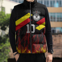 Custom Germany Football Sleeveless Puffer Jacket Flames Dot Patterns Sport