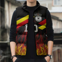 Custom Germany Football Sleeveless Puffer Jacket Flames Dot Patterns Sport