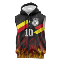 Custom Germany Football Sleeveless Zip Hoodie Flames Dot Patterns Sport