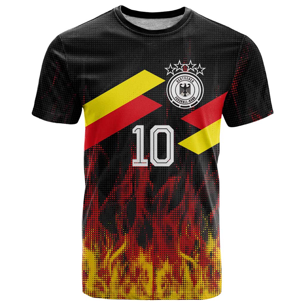 Custom Germany Football T Shirt Flames Dot Patterns Sport
