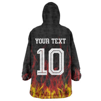 Custom Germany Football Wearable Blanket Hoodie Flames Dot Patterns Sport