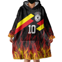 Custom Germany Football Wearable Blanket Hoodie Flames Dot Patterns Sport
