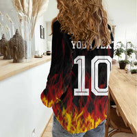 Custom Germany Football Women Casual Shirt Flames Dot Patterns Sport