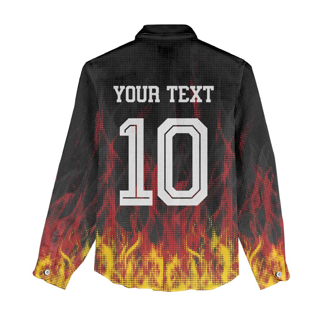 Custom Germany Football Women Casual Shirt Flames Dot Patterns Sport