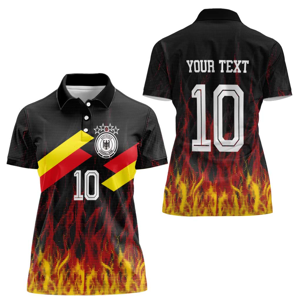 Custom Germany Football Women Polo Shirt Flames Dot Patterns Sport