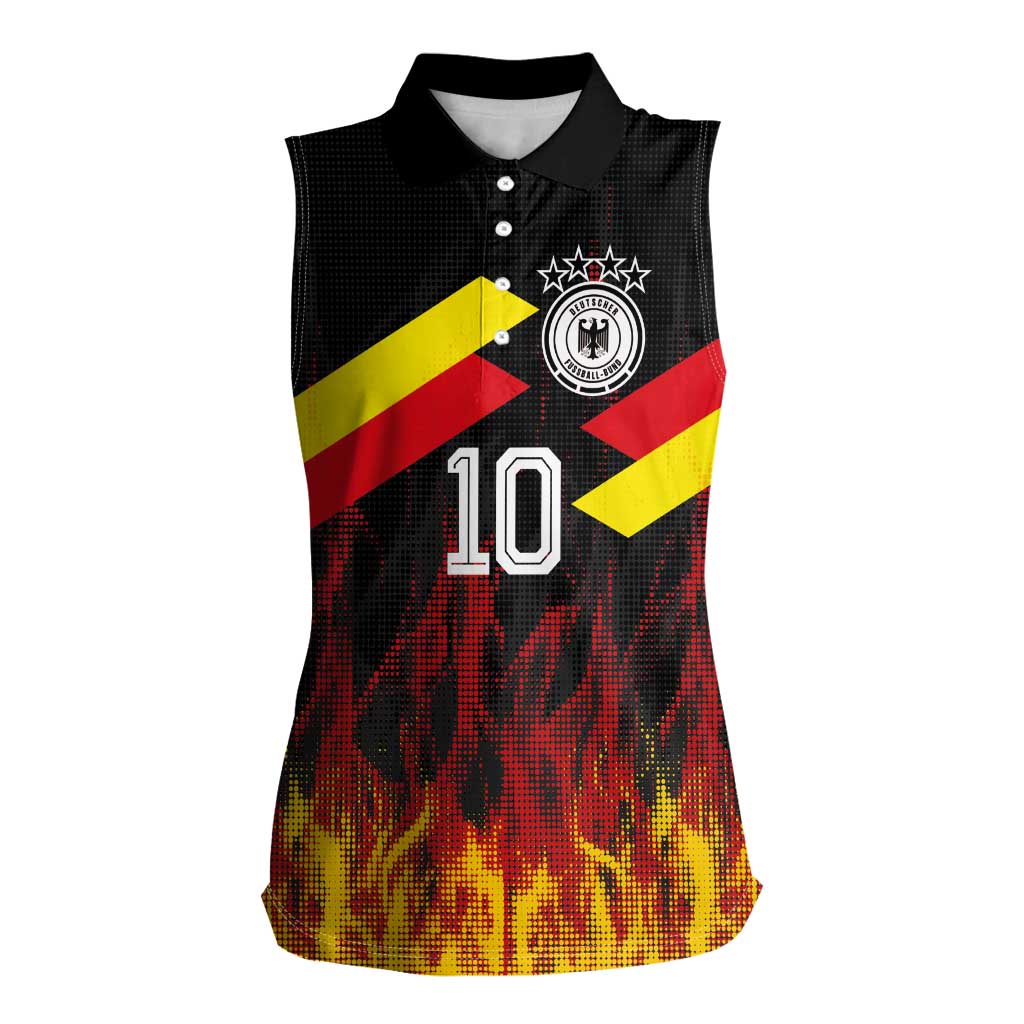 Custom Germany Football Women Sleeveless Polo Shirt Flames Dot Patterns Sport