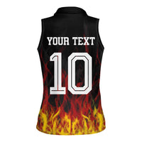 Custom Germany Football Women Sleeveless Polo Shirt Flames Dot Patterns Sport