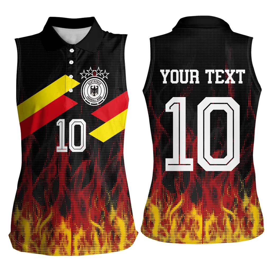 Custom Germany Football Women Sleeveless Polo Shirt Flames Dot Patterns Sport