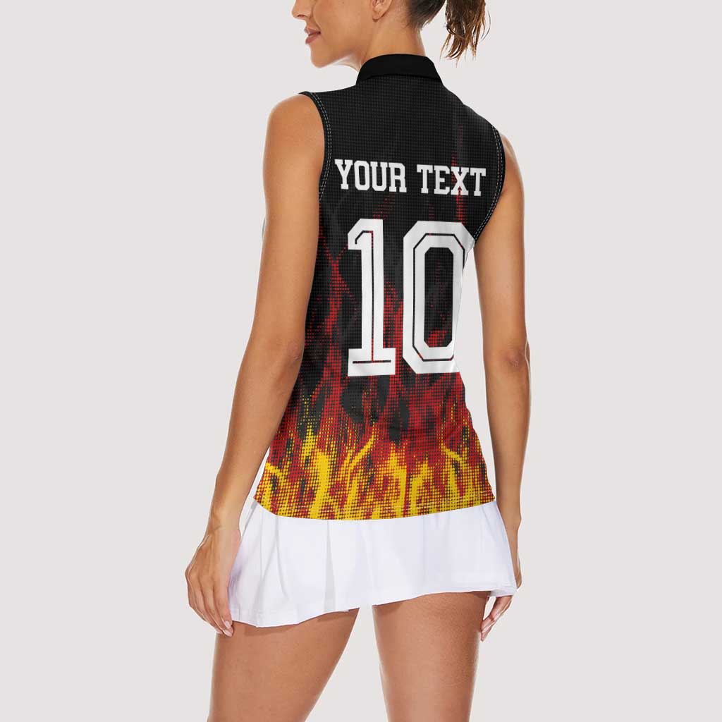Custom Germany Football Women Sleeveless Polo Shirt Flames Dot Patterns Sport