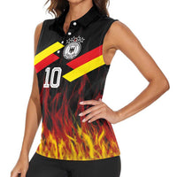 Custom Germany Football Women Sleeveless Polo Shirt Flames Dot Patterns Sport