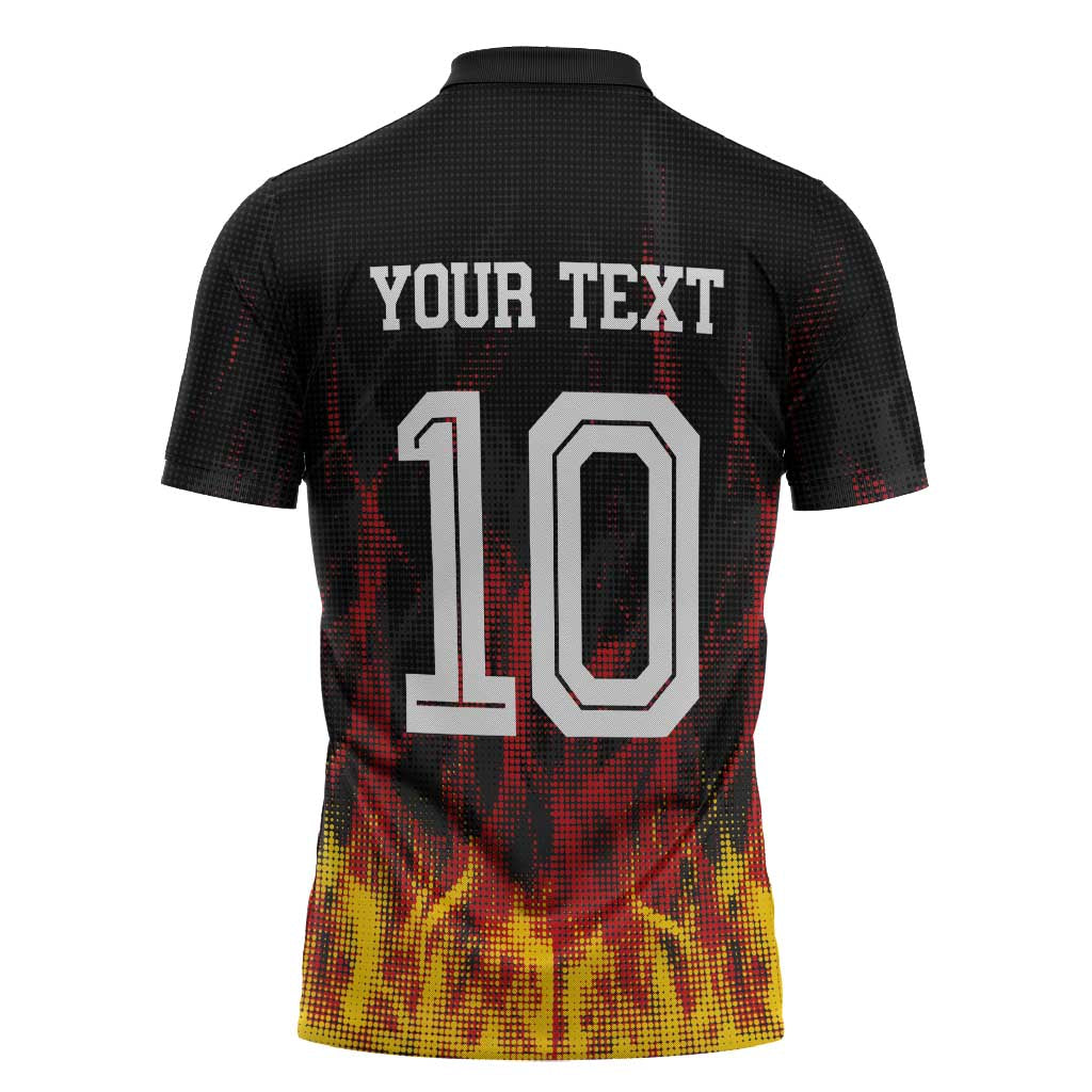 Custom Germany Football Zipper Polo Shirt Flames Dot Patterns Sport