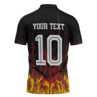 Custom Germany Football Zipper Polo Shirt Flames Dot Patterns Sport