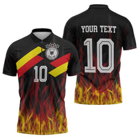 Custom Germany Football Zipper Polo Shirt Flames Dot Patterns Sport