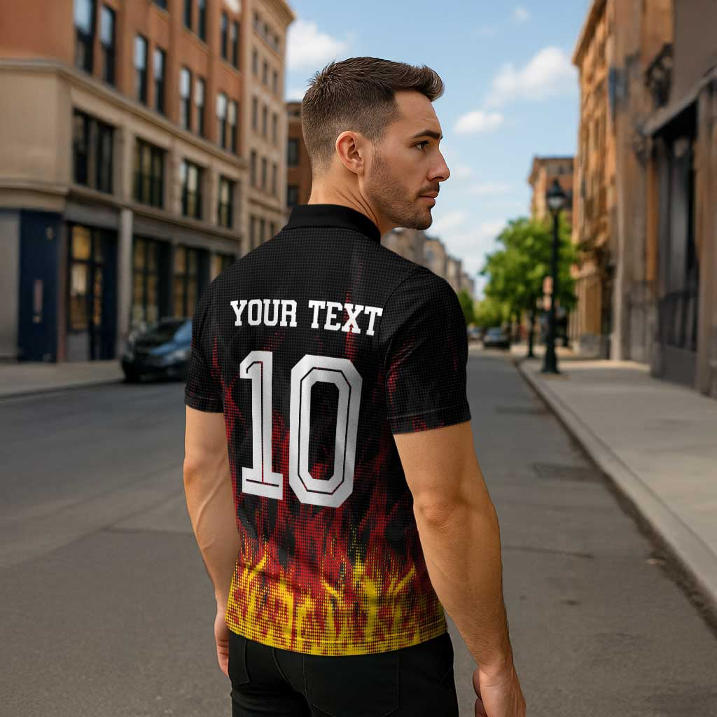 Custom Germany Football Zipper Polo Shirt Flames Dot Patterns Sport