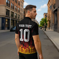 Custom Germany Football Zipper Polo Shirt Flames Dot Patterns Sport