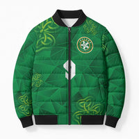 Custom Ireland Football Bomber Puffer Jacket Shamrock Celtic Geometric Sport