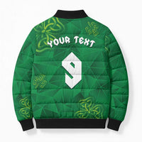 Custom Ireland Football Bomber Puffer Jacket Shamrock Celtic Geometric Sport