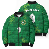Custom Ireland Football Bomber Puffer Jacket Shamrock Celtic Geometric Sport
