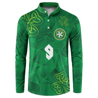 Custom Ireland Football Button Sweatshirt Shamrock Celtic Geometric Sport