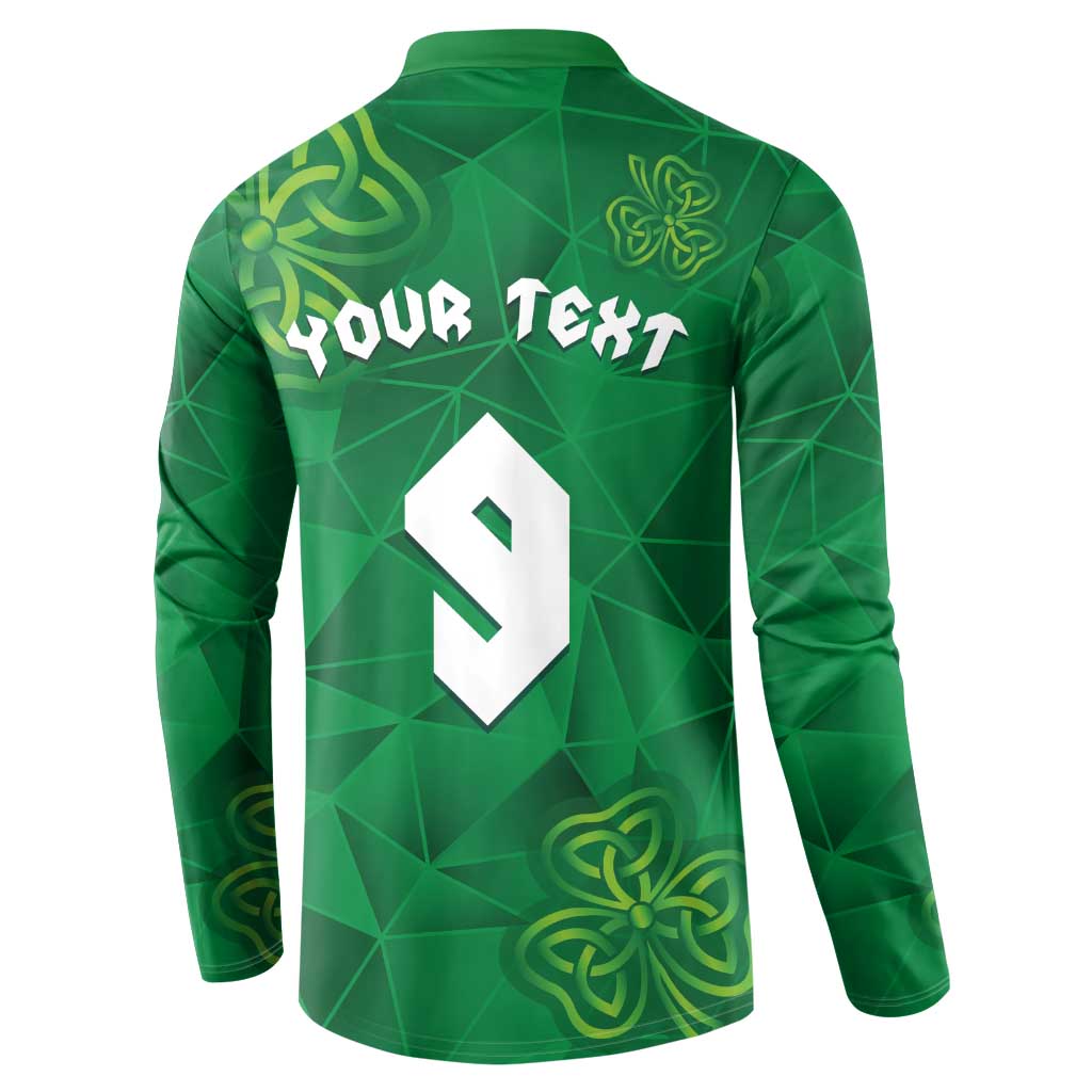 Custom Ireland Football Button Sweatshirt Shamrock Celtic Geometric Sport