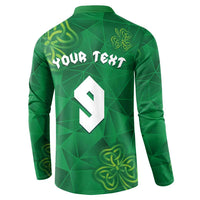 Custom Ireland Football Button Sweatshirt Shamrock Celtic Geometric Sport
