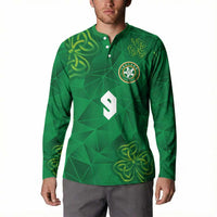 Custom Ireland Football Button Sweatshirt Shamrock Celtic Geometric Sport